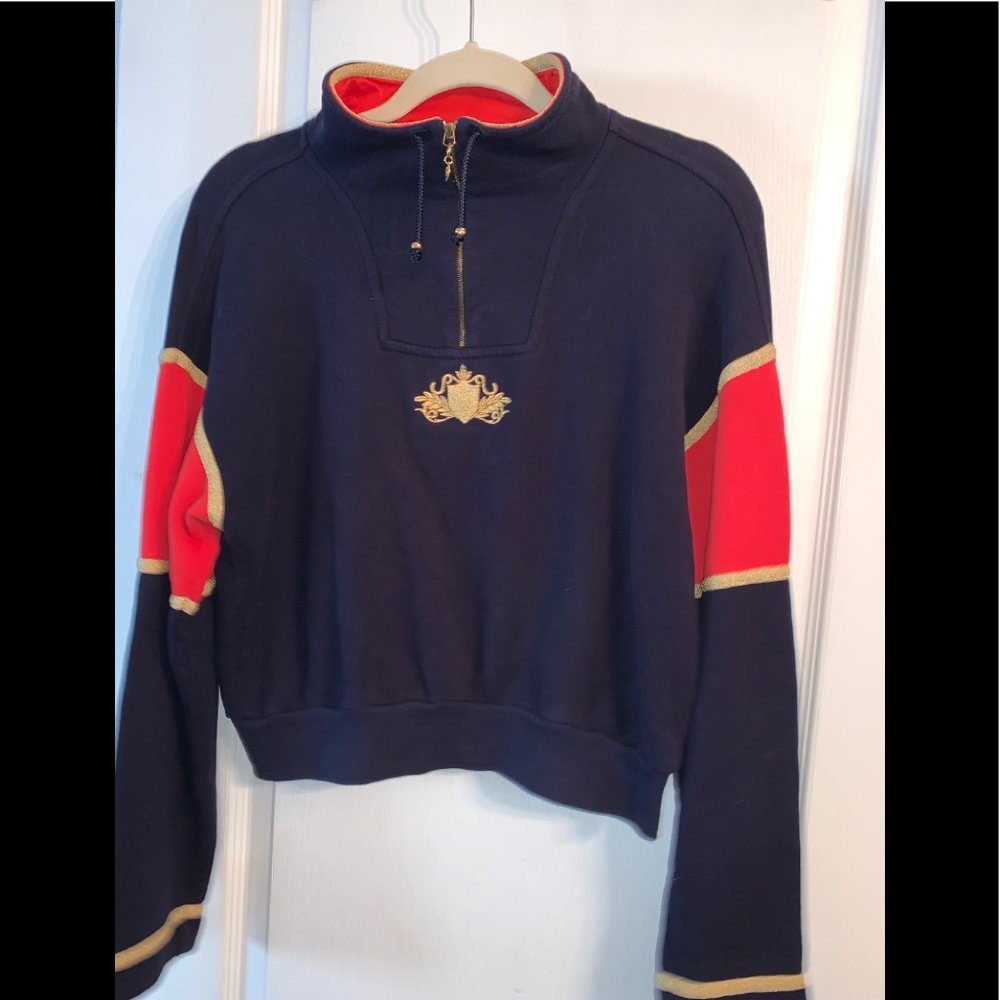 St. John Sport Navy & Gold Pullover Women’s Small